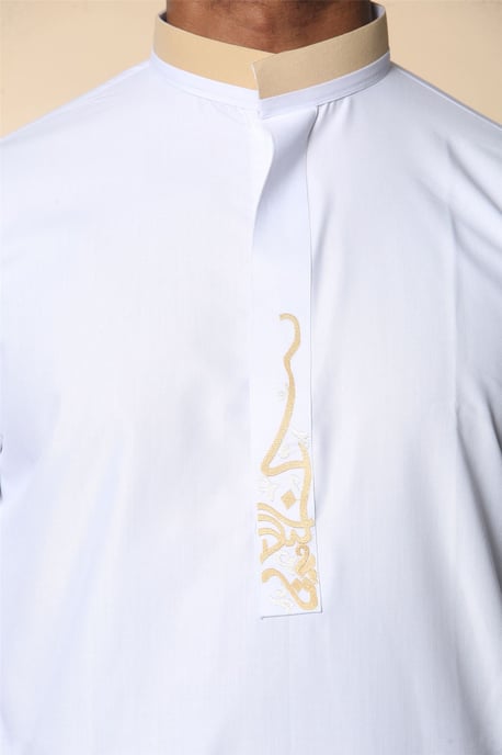 Weiße Thobe-arabische Saudi-Emirati-islamische Kleidung für Herren, Jubba-Robe - Image 4