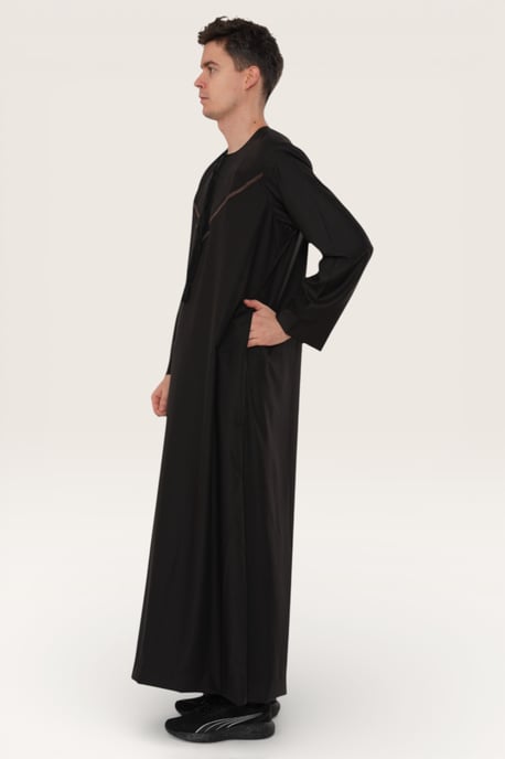 Herren Schwarz Eid Marokkanische Thobe Robe Djellaba Ramadan Eid Jubba LFS- HM10 - Image 3