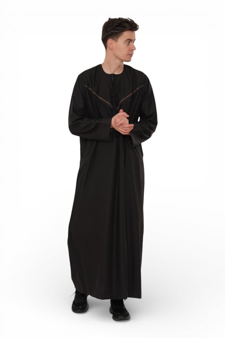 Herren Schwarz Eid Marokkanische Thobe Robe Djellaba Ramadan Eid Jubba LFS- HM10 - Image 4