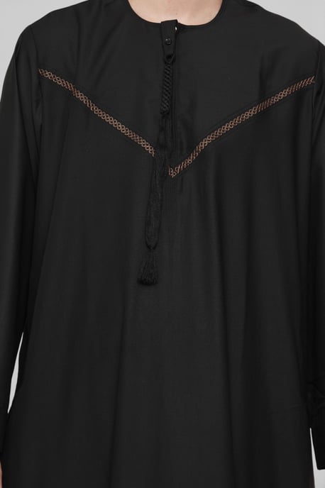 Herren Schwarz Eid Marokkanische Thobe Robe Djellaba Ramadan Eid Jubba LFS- HM10 - Image 5