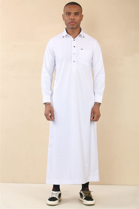 Weiße Thobe-arabische Saudi-Emirati-islamische Kleidung für Herren, Jubba-Robe - Image 1