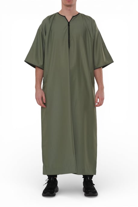 Herren Ramadan Olivgrün Marokkanischer Gandoura Thobe Robe Djellaba Eid Jubba- TT-006 - Image 5