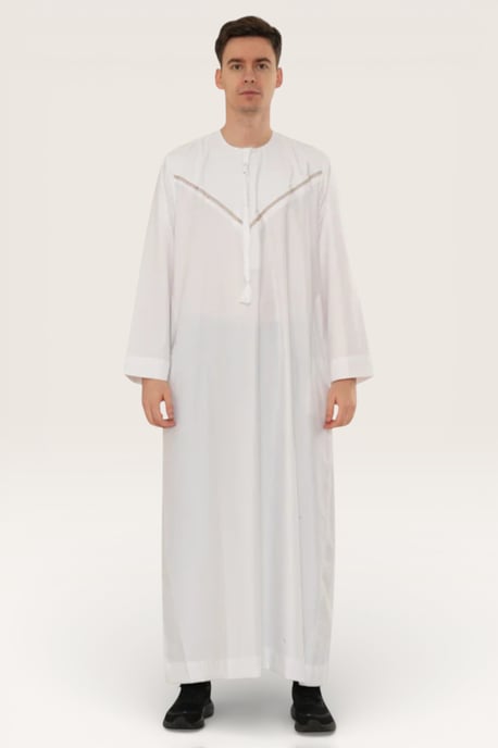 Herren Weiße Eid Marokkanische Thobe Robe Djellaba Ramadan Eid Jubba LFS- HM10 - Image 2