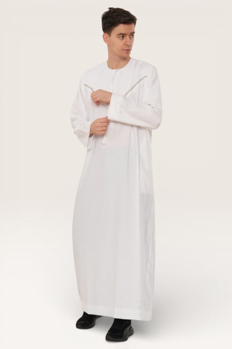 Herren Weiße Eid Marokkanische Thobe Robe Djellaba Ramadan Eid Jubba LFS- HM10 - Image 3