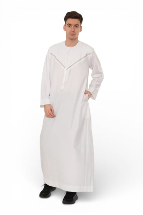 Herren Weiße Eid Marokkanische Thobe Robe Djellaba Ramadan Eid Jubba LFS- HM10 - Image 4