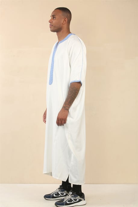Weiße marokkanische Thobe Djellaba Jubba Robe für Herren Eid - Image 2
