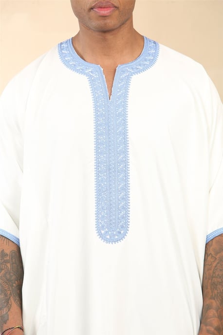 Weiße marokkanische Thobe Djellaba Jubba Robe für Herren Eid - Image 4