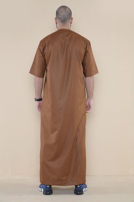 Brauner Thobe Jubba für Herren, islamischer arabischer marokkanischer Saudi-Kaftan mit Reißverschluss und arabischer Robe - Image 3