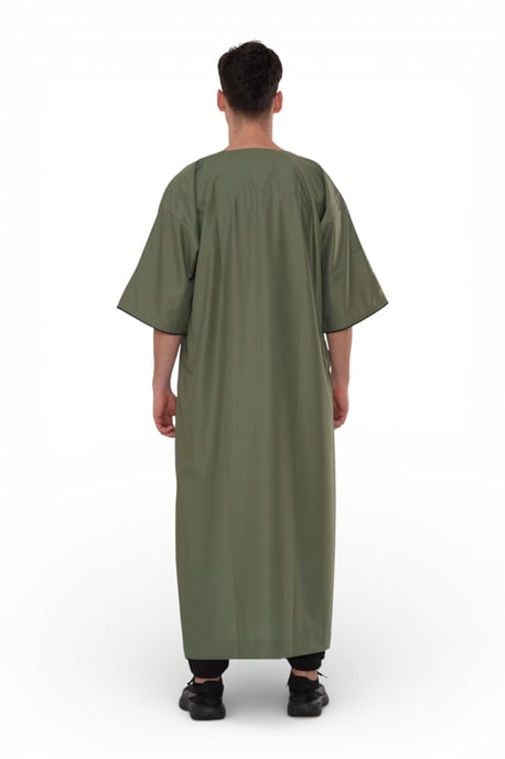 Grüne Ramadan-Marokkanische Gandoura-Thobe-Robe für Herren Djellaba Eid Jubba LFS-TT-006 - Image 4