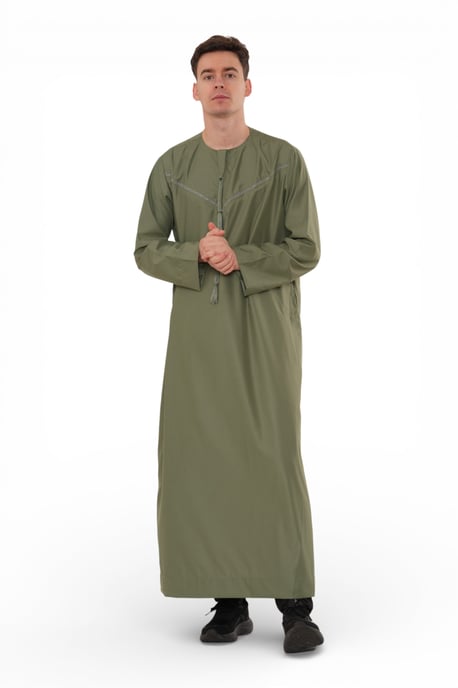 Herren Ramadan Eid Olivgrüne marokkanische Jubba-Robe Djellaba Thobe – TT-008 - Image 2