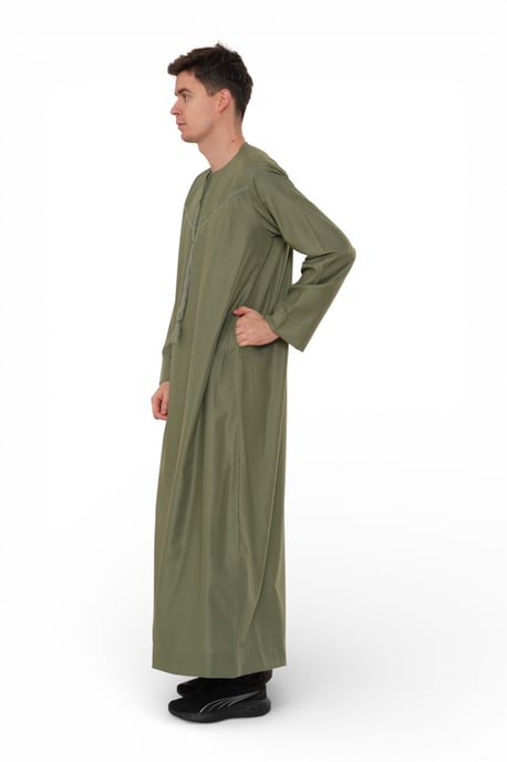 Herren Ramadan Eid Olivgrüne marokkanische Jubba-Robe Djellaba Thobe – TT-008 - Image 3