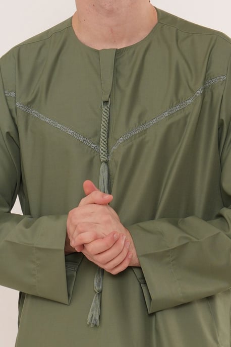 Herren Ramadan Eid Olivgrüne marokkanische Jubba-Robe Djellaba Thobe – TT-008 - Image 5