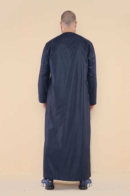 Herren Marineblau Thobe Jubba Saudi Islamisch Arabisch Eid Emirati Kaftan Jubbah Quaste Robe - Image 3