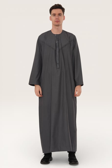 Herren Grau Eid Marokkanische Jubba Robe Djellaba Ramadan Eid Thobe LFS-HM11 - Image 2