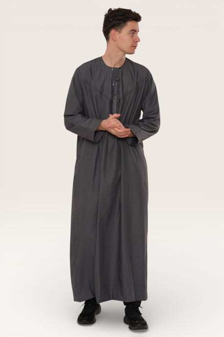 Herren Grau Eid Marokkanische Jubba Robe Djellaba Ramadan Eid Thobe LFS-HM11 - Image 3