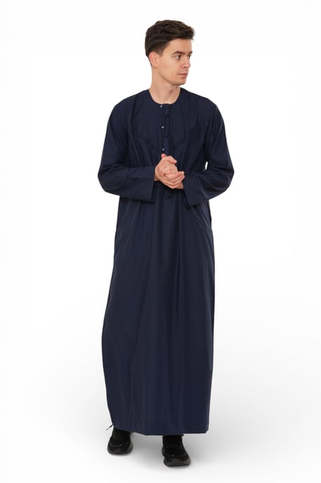 Herren Eid Marineblaue marokkanische Jubba Robe Djellaba Ramadan Eid Thobe – HM11 - Image 2