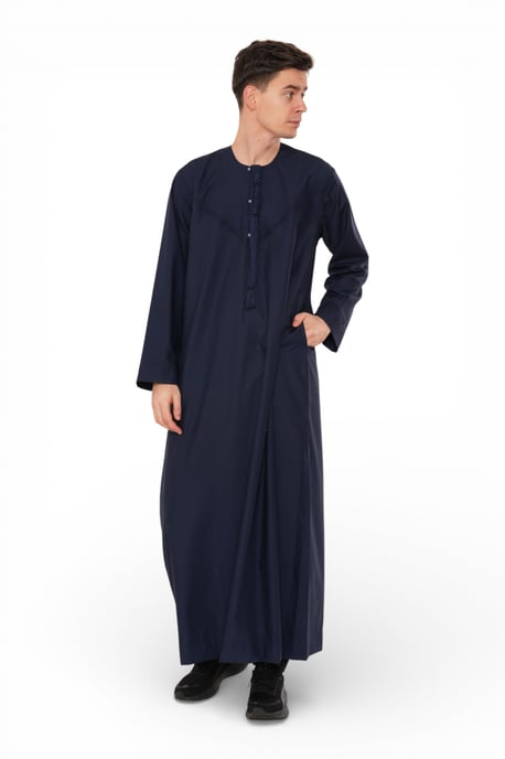 Herren Eid Marineblaue marokkanische Jubba Robe Djellaba Ramadan Eid Thobe – HM11 - Image 3