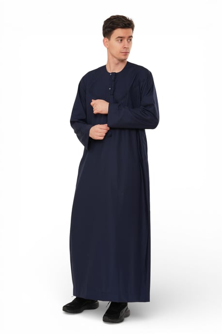 Herren Eid Marineblaue marokkanische Jubba Robe Djellaba Ramadan Eid Thobe – HM11 - Image 4