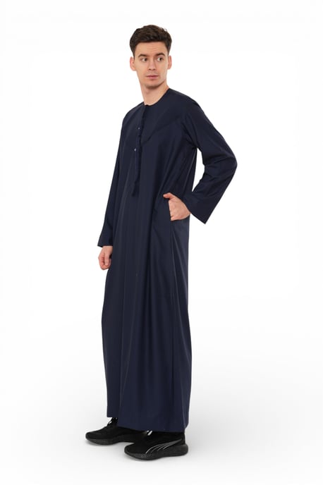 Herren Eid Marineblaue marokkanische Jubba Robe Djellaba Ramadan Eid Thobe – HM11 - Image 5
