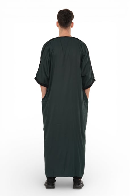 Herren Grün Schwarz Marokkanischer Thobe Jubba Robe Eid Djellaba Gandoura - Image 4
