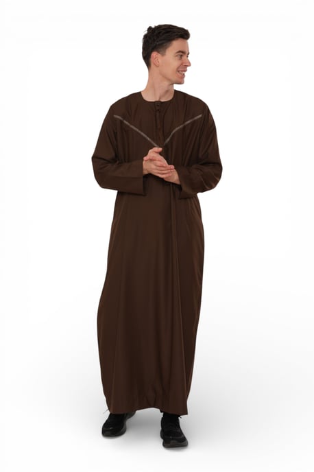 Herren Eid Brown Marokkanische Thobe Robe Djellaba Ramadan Eid Jubba- HM10 - Image 2