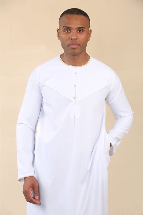 Herren Oman Eid White Thobe Saudi Emirati Jubba Robe - Image 2