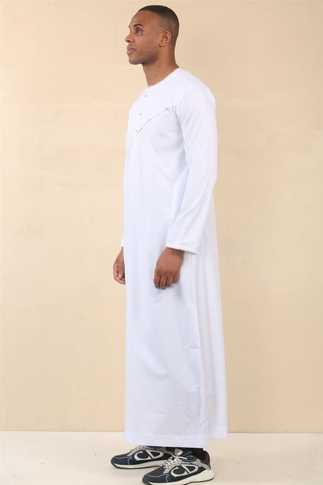 Herren Oman Eid White Thobe Saudi Emirati Jubba Robe - Image 3