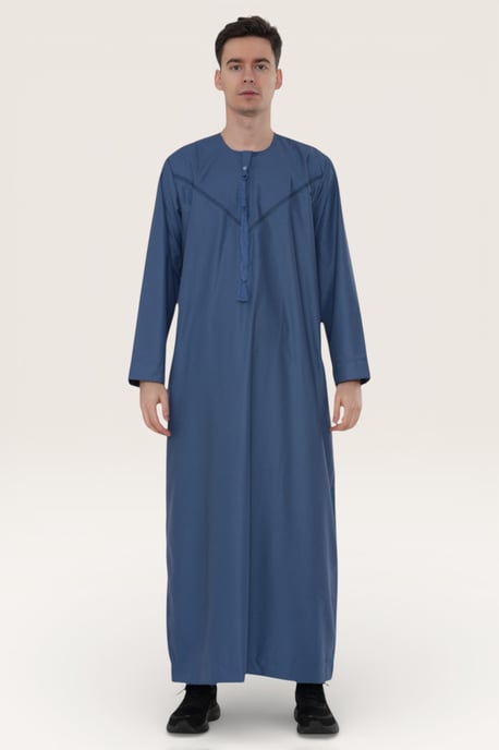 Herren Blau Eid Marokkanischer Thobe Robe Djellaba Ramadan Eid Jubba LFS- HM10 - Image 2
