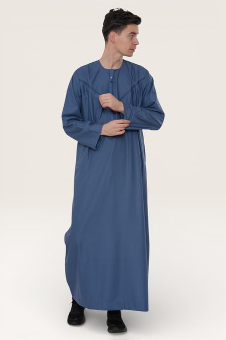Herren Blau Eid Marokkanischer Thobe Robe Djellaba Ramadan Eid Jubba LFS- HM10 - Image 3