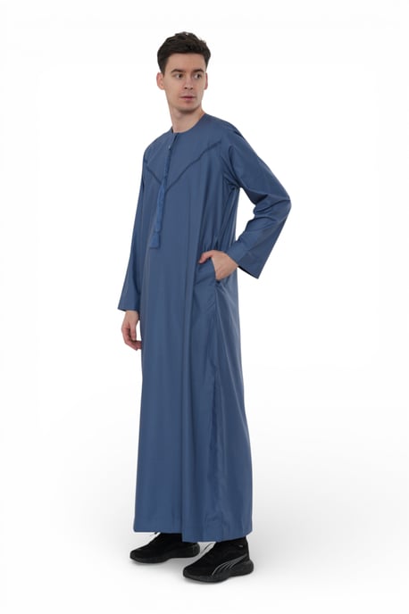 Herren Blau Eid Marokkanischer Thobe Robe Djellaba Ramadan Eid Jubba LFS- HM10 - Image 4