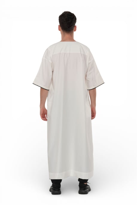Herren Ramadan Creme Weiß Marokkanisches Gandoura Thobe Robe Djellaba Eid Jubba- TT-006 - Image 5