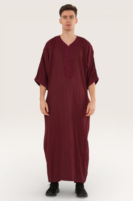 Rote marokkanische Thobe Jubba Robe für Herren Eid Djellaba Gandoura LFS - HM62 - Image 2