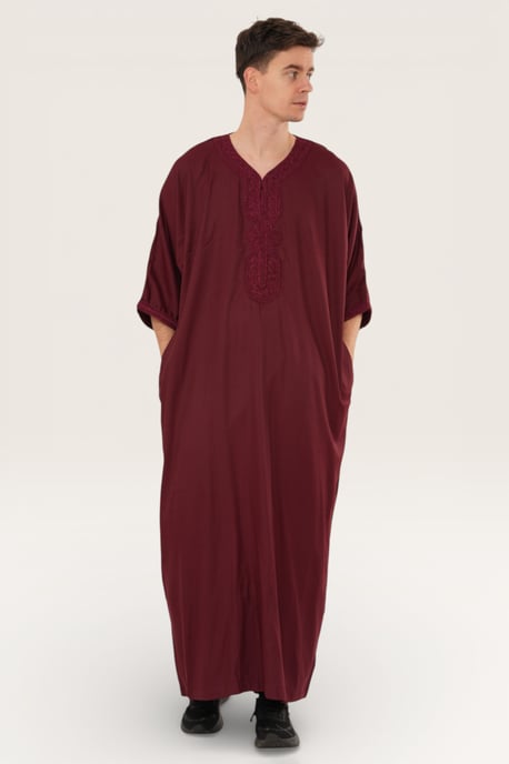Rote marokkanische Thobe Jubba Robe für Herren Eid Djellaba Gandoura LFS - HM62 - Image 3