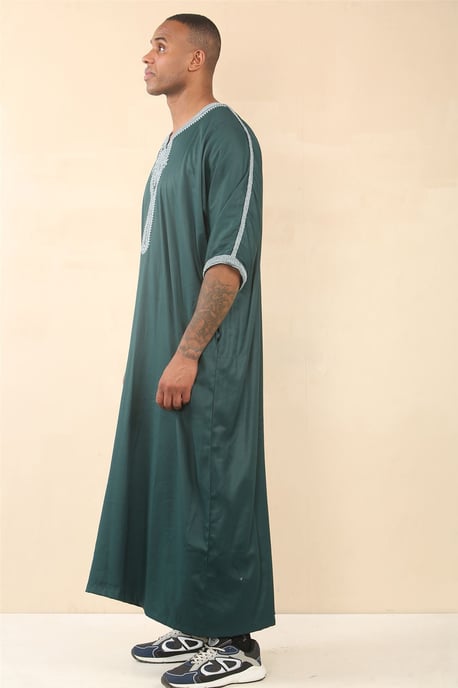 Grüne marokkanische Thobe Jubba Robe für Herren Eid Djellaba Gandoura - Image 4
