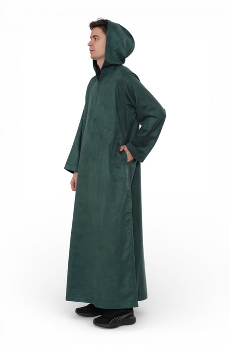 Grüne Kapuzen-Eid-Marokkanische Jubba-Robe für Herren Ramadan Eid Thobe LFS - HM12 - Image 4