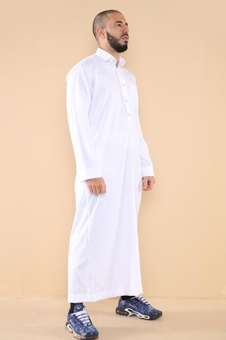 Herren Weiß Thobe Jubba Saudi Ramadan Eid Islamischer Kaftan Kaudara Arabisch Jubbah - Image 4