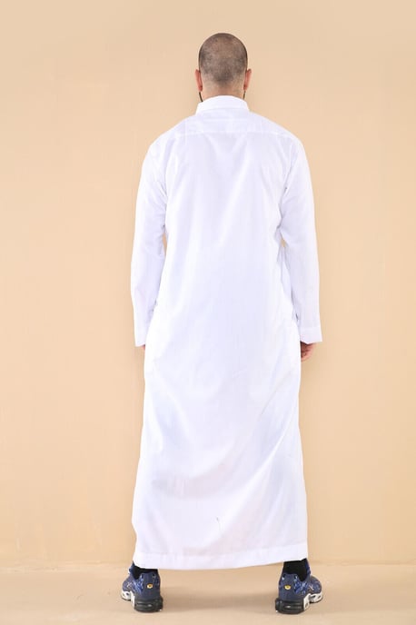 Herren Weiß Thobe Jubba Saudi Ramadan Eid Islamischer Kaftan Kaudara Arabisch Jubbah - Image 5