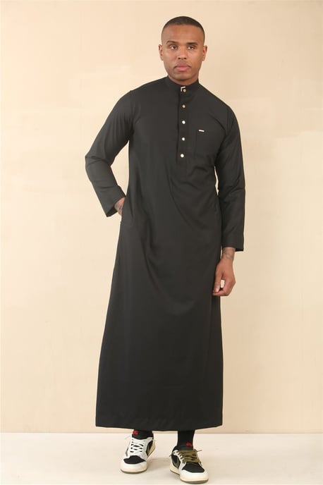 Schwarzer Herren-Thobe, arabische saudi-arabische emiratische islamische Kleidung, Jubba-Robe - Image 2
