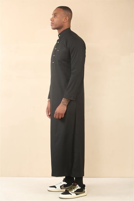 Schwarzer Herren-Thobe, arabische saudi-arabische emiratische islamische Kleidung, Jubba-Robe - Image 3