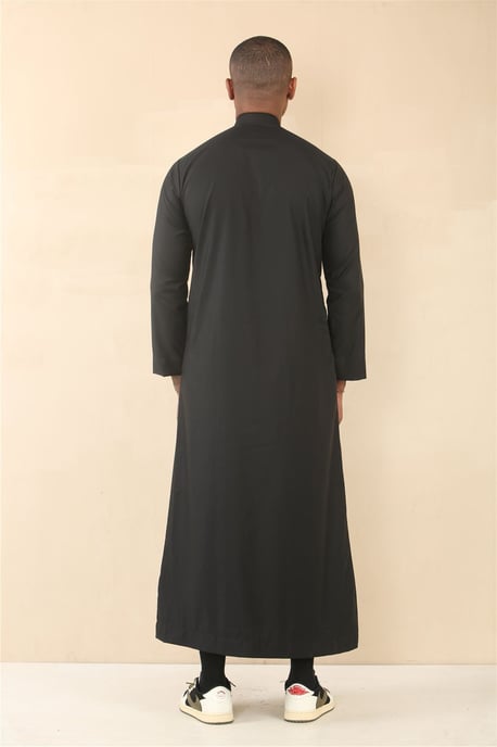 Schwarzer Herren-Thobe, arabische saudi-arabische emiratische islamische Kleidung, Jubba-Robe - Image 4