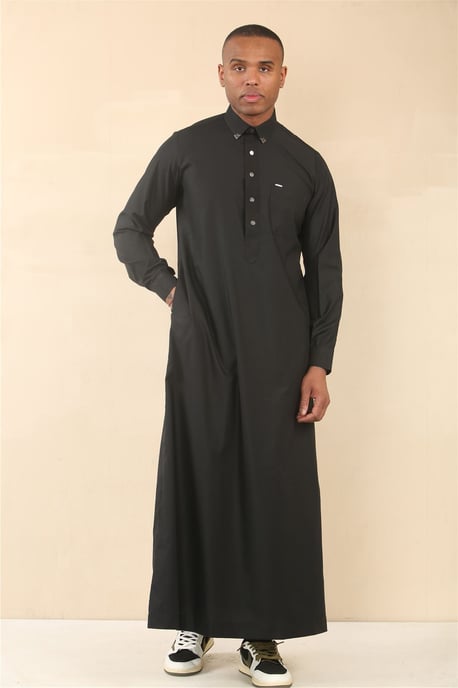 Schwarzer Herren-Thobe, arabische saudi-arabische emiratische islamische Kleidung, Jubba-Robe - Image 2