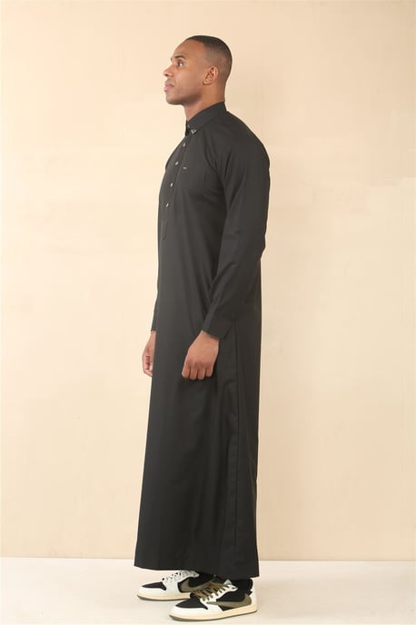 Schwarzer Herren-Thobe, arabische saudi-arabische emiratische islamische Kleidung, Jubba-Robe - Image 3