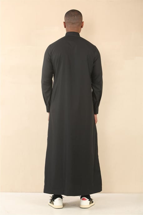 Schwarzer Herren-Thobe, arabische saudi-arabische emiratische islamische Kleidung, Jubba-Robe - Image 4