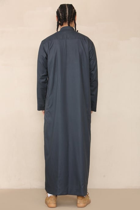 Herren Grau Thobe Jubba Saudi Islamisch Arabisch Eid Baumwolle Kaftan Jubbah Umrah Robe - Image 5