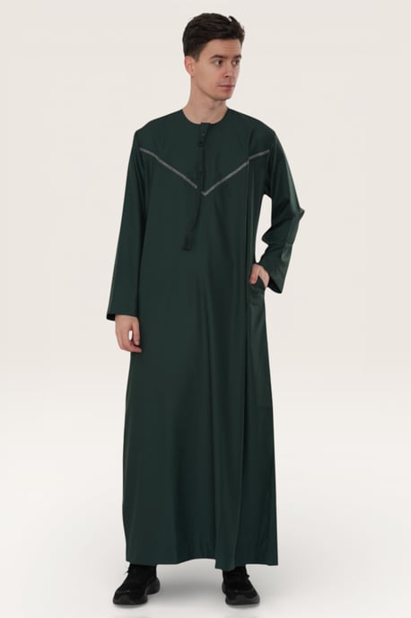 Herren Grüne Eid Marokkanische Thobe Robe Djellaba Ramadan Eid Jubba LFS- HM10 - Image 2