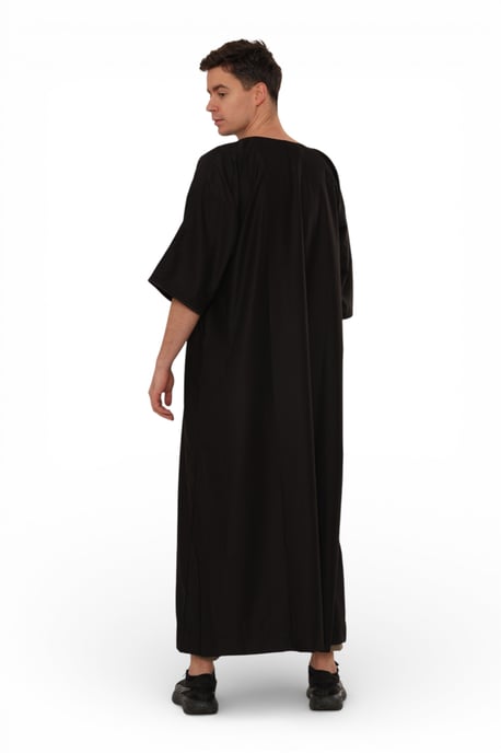 Herren Ramadan Schwarze marokkanische Gandoura Thobe Robe Djellaba Eid Jubba- TT-006 - Image 5