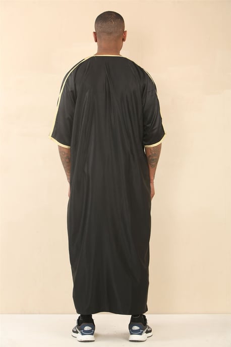 Marokkanischer Thobe Djellaba Jubba Robe Eid für Herren in Schwarzgold - Image 3