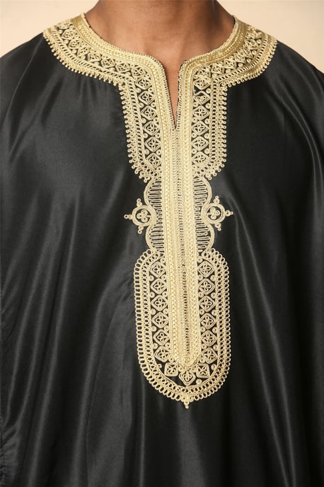 Marokkanischer Thobe Djellaba Jubba Robe Eid für Herren in Schwarzgold - Image 4