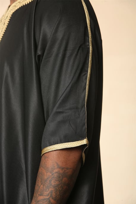 Marokkanischer Thobe Djellaba Jubba Robe Eid für Herren in Schwarzgold - Image 5