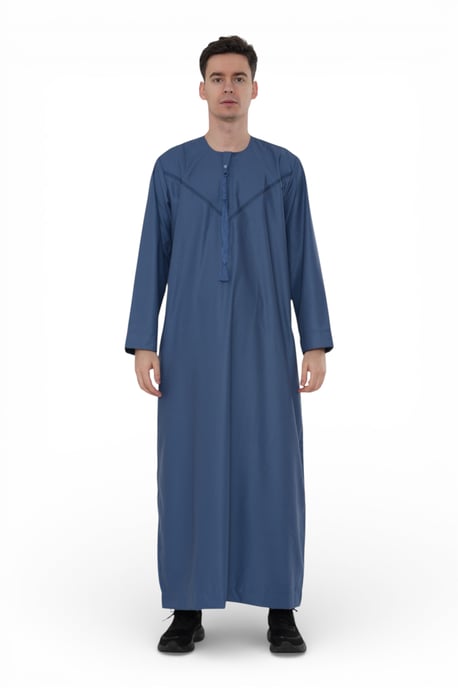 Herren Eid Blaue marokkanische Thobe Robe Djellaba Ramadan Eid Jubba- HM10 - Image 1
